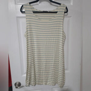 LOGO Lori Goldstein Cream & Blue Striped Tank Top in Size XL